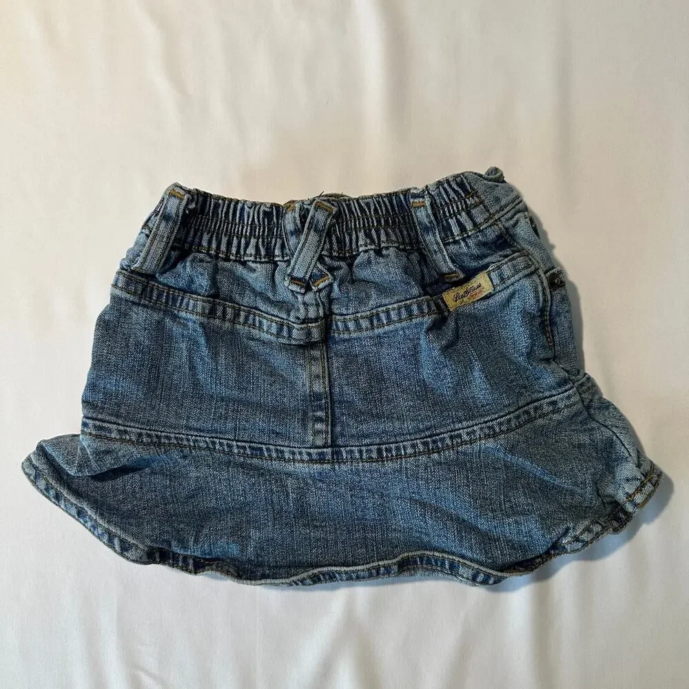 Vintage 2000s Y2K Levi Strauss Flower Embroidered Denim Jean Skort/Skirt Sz 24 m
